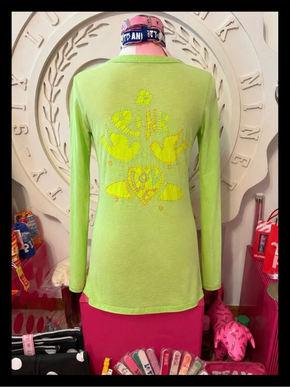 💕ⓅⒾⓃⓀ ⓋⓈ Y2K/SUPER RARE/VHTF Lime Green Embroidered Swim Coverup ✨EUC✨💕